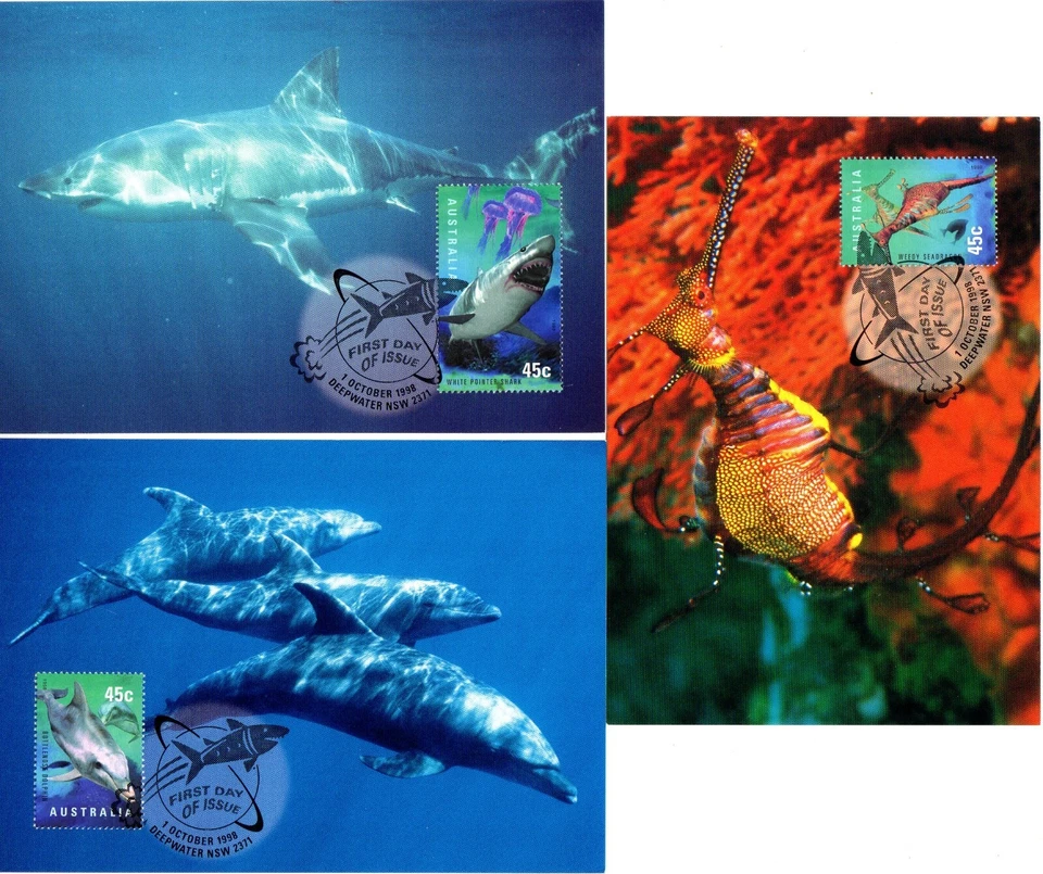 Australia Set (6) 1998 Planet Ocean Maxi Maximum Cards First Day Issues - Image 2 of 2