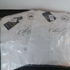 2-Shirts Chef Code Men's Kitchen Basic Cook Shirt, White 5XL