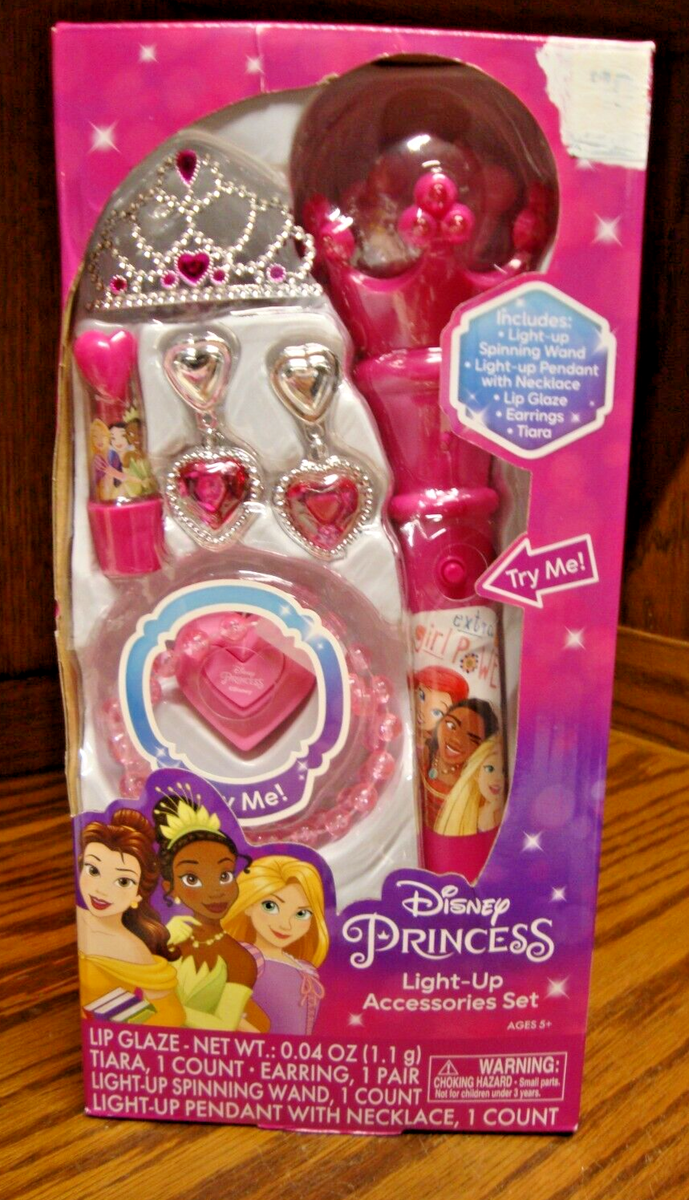 Disney Princess Light-Up Accessories~Lip Glaze-Tiara-Earrings-Wand