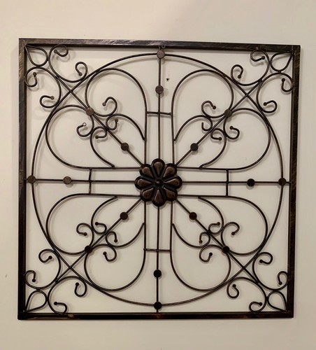 24x 24" Metal Scrolled Wall decor Medallion Iron Home Decor Antique Finish Grill - Picture 2 of 4