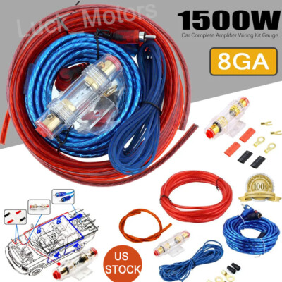 1500W AMP Wiring Kit Audio Subwoofer RCA Power Cable AGU FUSE For Car Truck Boat