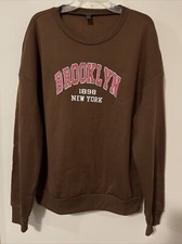 Shein Womens Large Oversized Brown Long Sleeved Pullover Sweatshirt A1320