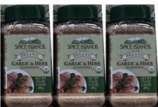 3 PACK Spice Islands Organic Garlic  Herb Seasoning 17.6 Oz- Organic- Kosher