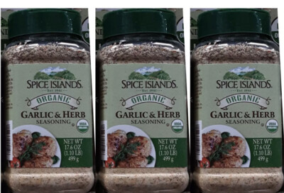 3 PACK Spice Islands Organic Garlic & Herb Seasoning 17.6 Oz-  Organic- Kosher