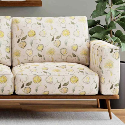 Fade Resistant Cream Green Yellow Teal Flora Drapery Upholstery Fabric - Picture 6 of 7