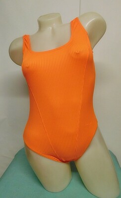 Active Badeanzug Gr 40 Orange Gerippt Damen Einteiler Rückenfrei Sportlich