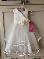 Pink Princess Kids Dream Triple Layer off White Dress 1-2
