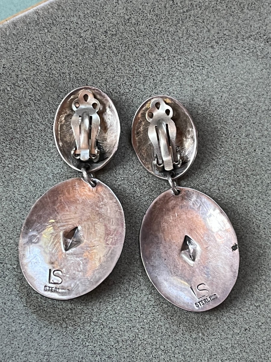 Vintage LS Sterling Marked Stamped Silver Oval w Gold Washed