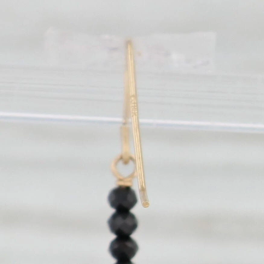 Cultured Black Pearl Cubic Zirconia Earrings 14k Yellow Gold Hook Posts Dangles - Image 4 of 4