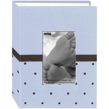 Pioneer Baby Dot Fabric Frame Photo Album 4"X6" -Blue/Brown Pack of 1 