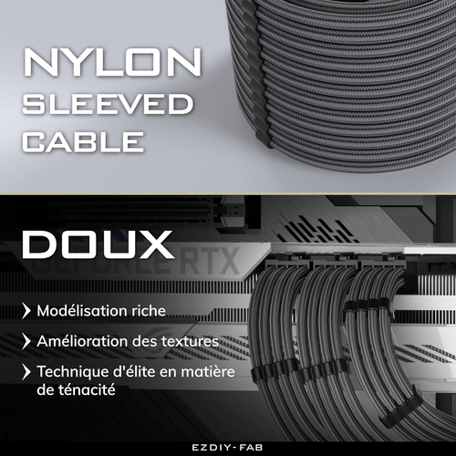 Rallonge De Câble PSU Custom Mod GPU PC Power Supply Soft Nylon Braided with Com - Photo 4/12