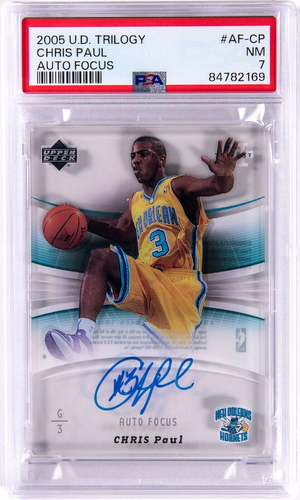 PSA 7 Chris Paul Rookie AUTO CLEAR 2005-06 Upper Deck Trilogy Focus Autograph