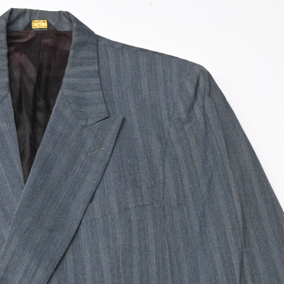 Terno calça jaqueta lã vintage Daniel Hechter 42L 34x34 azul cinza feito nos EUA - Imagem 2 de 4