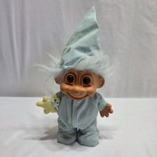 Russ Bedtime Troll Doll Blue With Teddy Bear