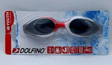 Dolfino Youth 7+ Challenger Swim Goggles Red/White Strong Silicone Tinted Lenses