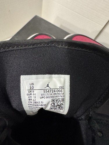 AIR JORDAN 1 MID BLACK/NOBLE RED-WHITE 554724 066 Mens Shoes Size 10 Excellent! - Picture 10 of 12