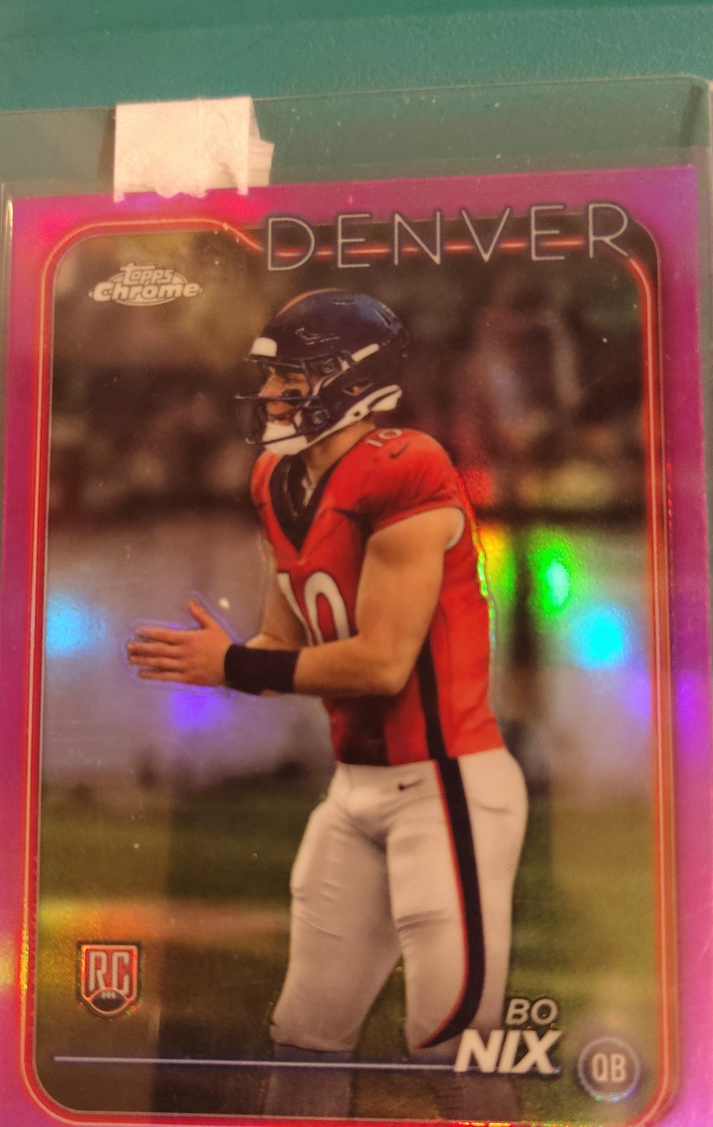 2024 Topps Chrome - Rookies Bo Nix #206 Pink Refractor (RC)