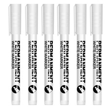 6 Pcs White Permanent Marker Pens, Grout Pen 1Mm Acrylic White Sharpie Waterproo