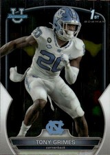 2022 Bowman University Chrome Tony Grimes #75 North Carolina Tar Heels 16E