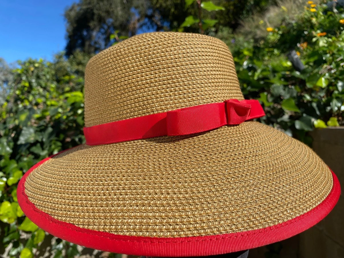 Eric Javits Red Hat with Black Trim Eric Javits Suncrest Hat | Suncrest Visor Hat | Women main image 4