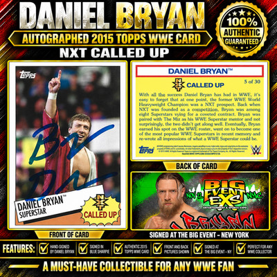 Daniel Bryan Signed 2015 Topps WWE NXT Called Up Card Blue Sharpie Autograph #2