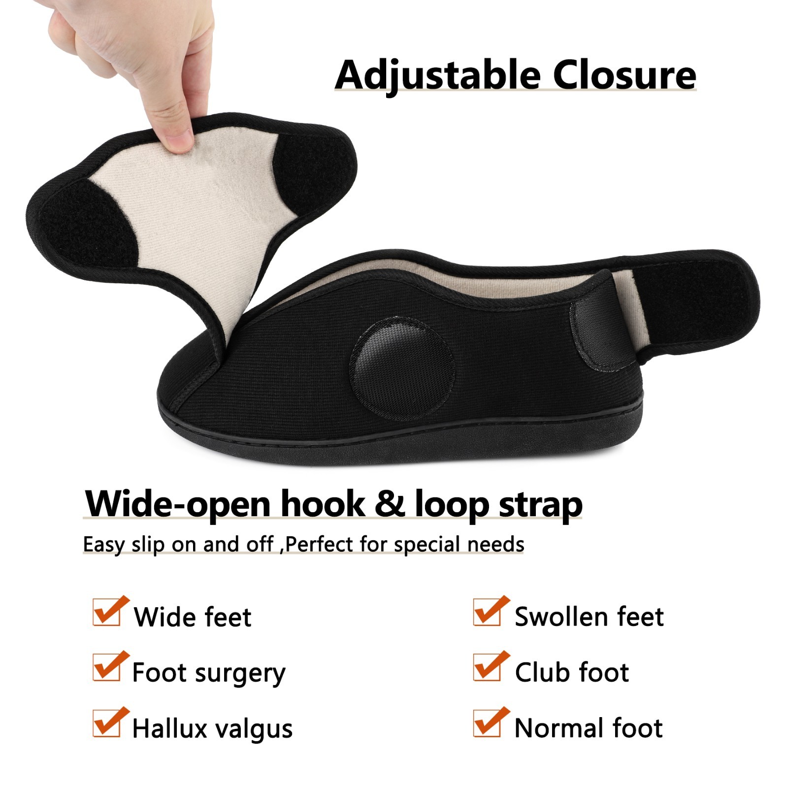 Men's Wide Width Slippers House Shoes for Swollen Feet Edema Arthritis Elderly - Thumbnail 7