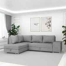 Corner Sofa Bed Modern MARTHA Left Storage Grey