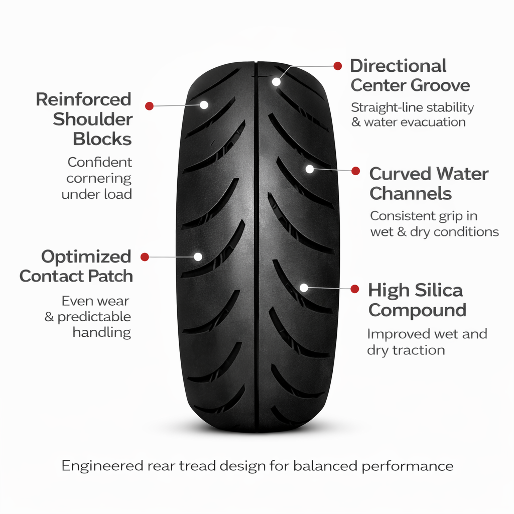 Roadmax Rear 150/60-17 (75H) Motorcycle Tire for Honda Suzuki