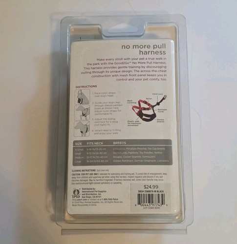 Good2Go No More Pull Harness, Fits Necks Up To 12-17", Medium Black And Red - Picture 2 of 2
