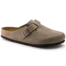 Birkenstock Boston Soft Footbed Suede Leather Clogs Taupe Comfort Women - NEW  