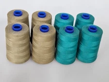 A & E Perma Spun Sewing Thread Tex40 -Khaki/Green Bundle of 8 Partial Spools NOS