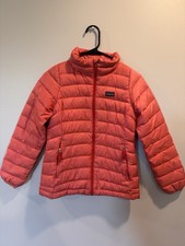 Patagonia Girls Orange Down Puffer Jacket Full Zip Pockets Size M 10 