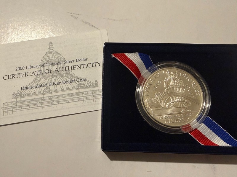 2000-P Library of Congress Commemorative Proof Silver Dollar $1 US Mint COA