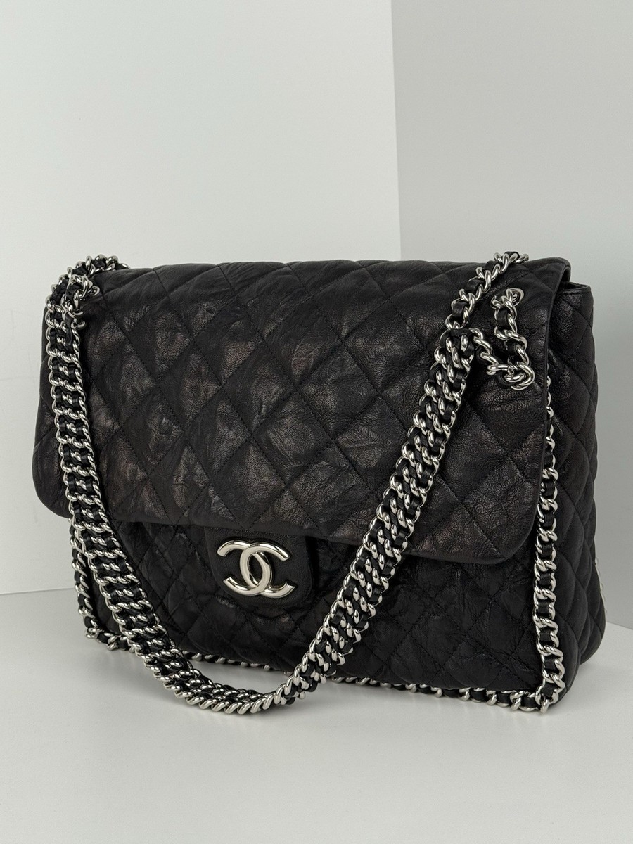 Chanel Paris-Dallas Maxi Chain Around Flap Bag Quilted Black