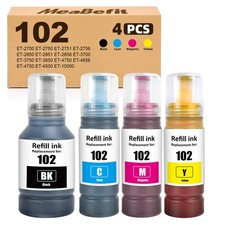4x Nachfüll Tinte Tintenflasche für Epson Ecotank 102 ET-2720 ET-4800 ET-1810