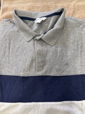 Calvin Klein Polo Shirt Men's Short Sleeve GRAY/BLUE/WHITE L NWOT