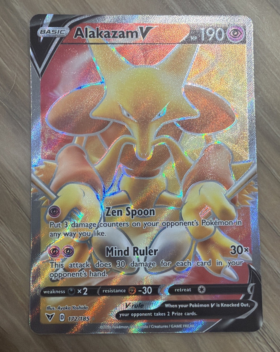 Alakazam V (Full Art) 172/185 Swsh04: Vivid Voltage Holo