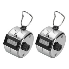 Pitch Counter Clicker, 4-Digit Number Clicker for Counting 2 Pcs Silver