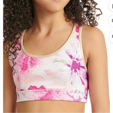 JUSTICE. NWT. Girls. Reversible Sports Bra. Pink  White w/gold trim. XS  