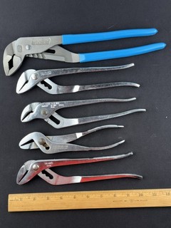 Vtg Plier Lot of 5 Tongue Groove Channellock Crescent Fuller JA Sexauer Sear