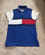 Tommy Hilfiger Mens S Polo Shirt Colorblock Flag Logo - SALTBURN SHIRT