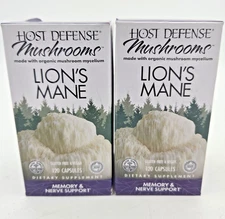 Host Defense Lion's Mane Mushroom 120 Capsules- Lot Of 2 (240 Caps) - Exp 8/2025