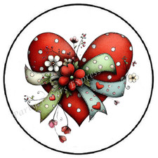 HEART WITH BOW VALENTINES DAY ENVELOPE SEALS LABELS STICKERS PARTY FAVORS