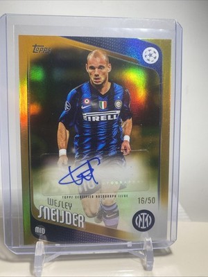 2025-26 Topps - UEFA Flagship Wesley Sneijder (AU) #BA-WS Gold Foil 16/50 Mint