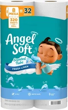 Angel Soft Toilet Paper with Fresh Linen Scented Tube, 8 8 Mega Rolls, White 