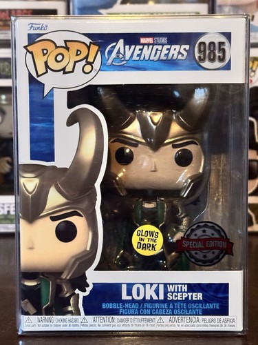 Funko Pop Figure Marvel Loki With Scepter Glow In The Dark 985 With Protector