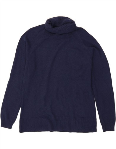 MASSIMO DUTTI Womens Roll Neck Jumper Sweater UK 10 Small Navy Blue Wool AL04