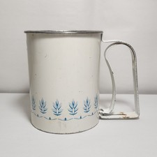 Vintage Mid-Century Androck Flour Sifter Blue Wheat Pattern