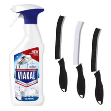 Viakal Limescale Remover Spray 500ml with Crevice Cleaning Brushes (Pack of 3) 