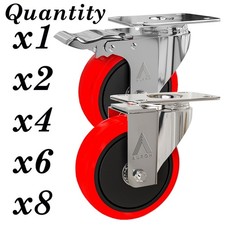 4 X Heavy Duty Double Bearing Braked 100mm Swivel Castor Wheel Trolley 700 Kg